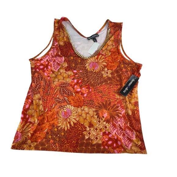 Thomas & Olivia Burnt Orange Floral Tank Top with Chain Detail Size S NWT - Picture 1 of 6